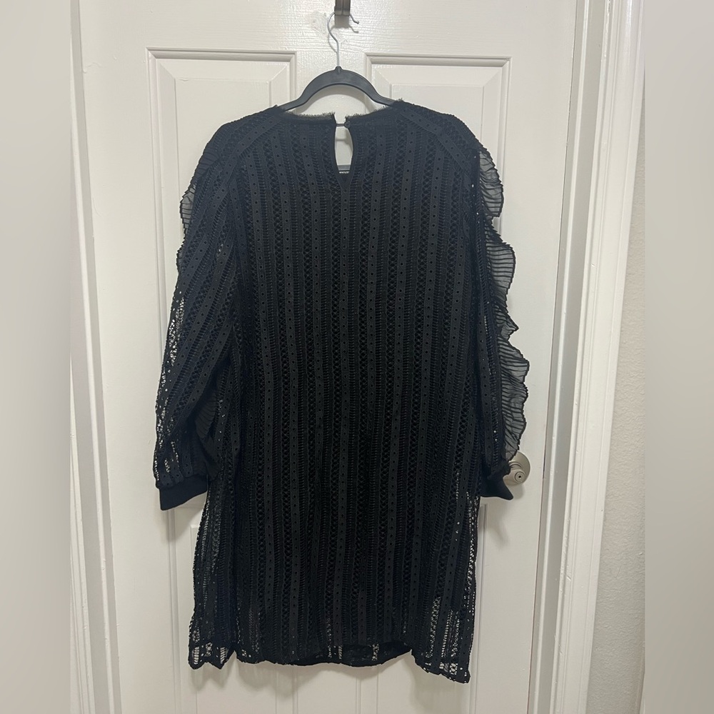 Daniel Rainn Dress Women 1X Black‎ Striped Shift Short Lined Long Sleeve (0441) - Picture 7 of 16